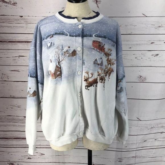 Artisians Christmas ugly XL sweater cardigan - Picture 1 of 7